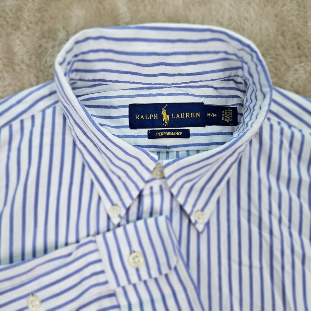COPY - Ralph Lauren Shirt Performance Button-Down Nylon Striped Long Sleeve Men…
